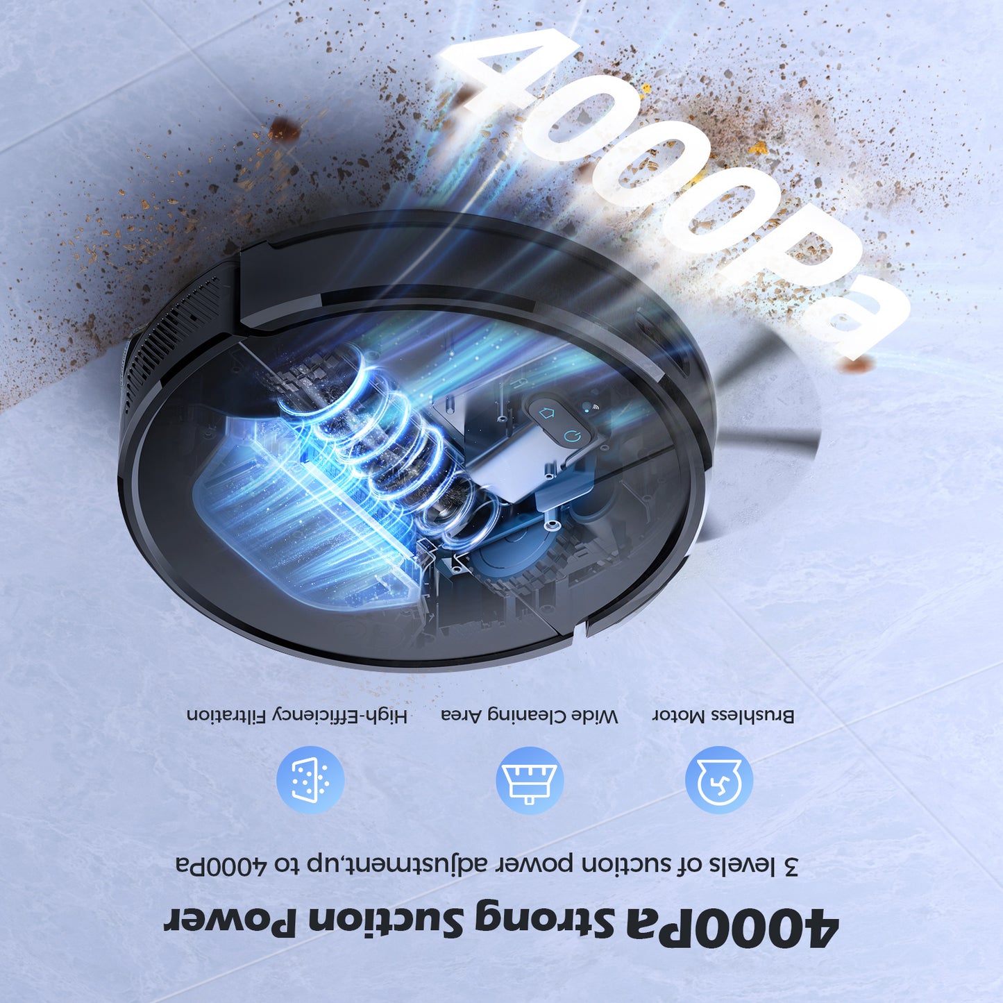 BPMIO B12 Robot Vacuum and Mop Combo 4500Pa Max Suction with LiDAR Navigation Smart Mapping, 145 Min Runtime Customized Cleaning Schedule, Works with Alexa/WiFi/App, Great for Pet Hair, Carpet, Hard Floor