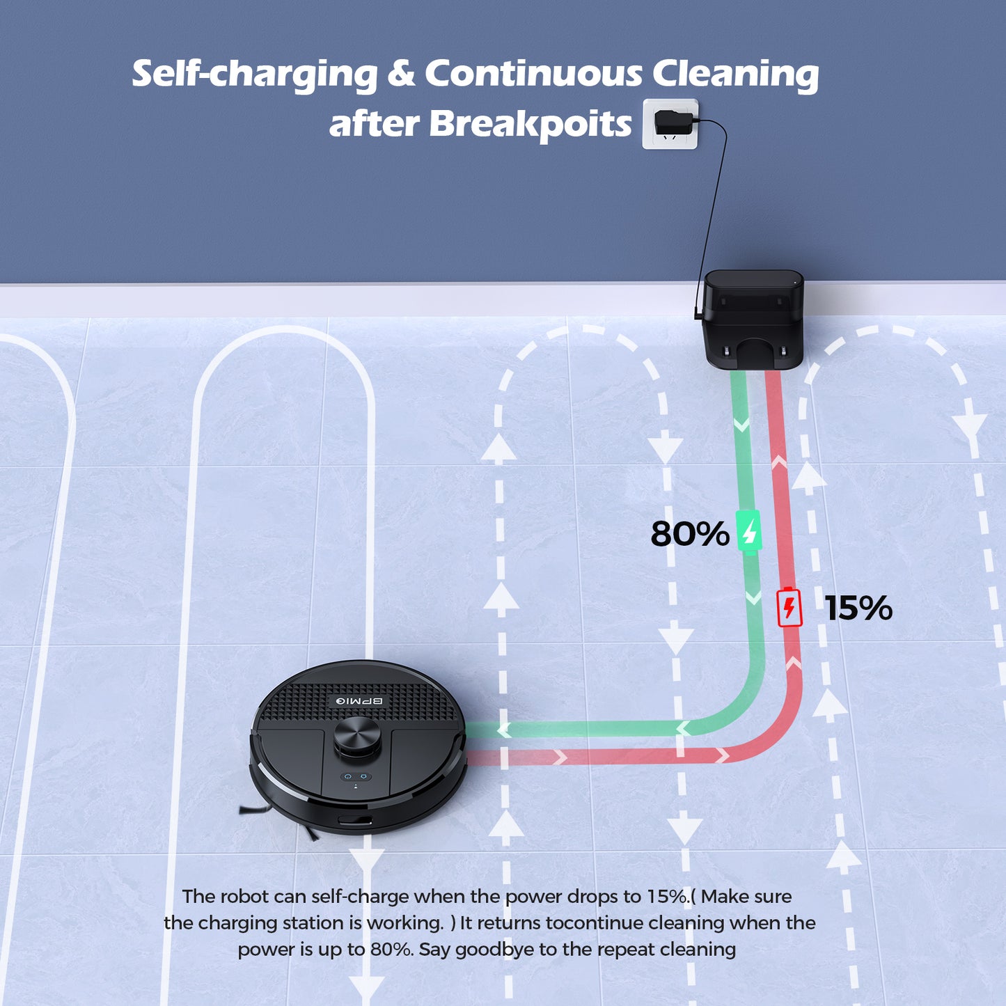 BPMIO B12 Robot Vacuum and Mop Combo 4500Pa Max Suction with LiDAR Navigation Smart Mapping, 145 Min Runtime Customized Cleaning Schedule, Works with Alexa/WiFi/App, Great for Pet Hair, Carpet, Hard Floor