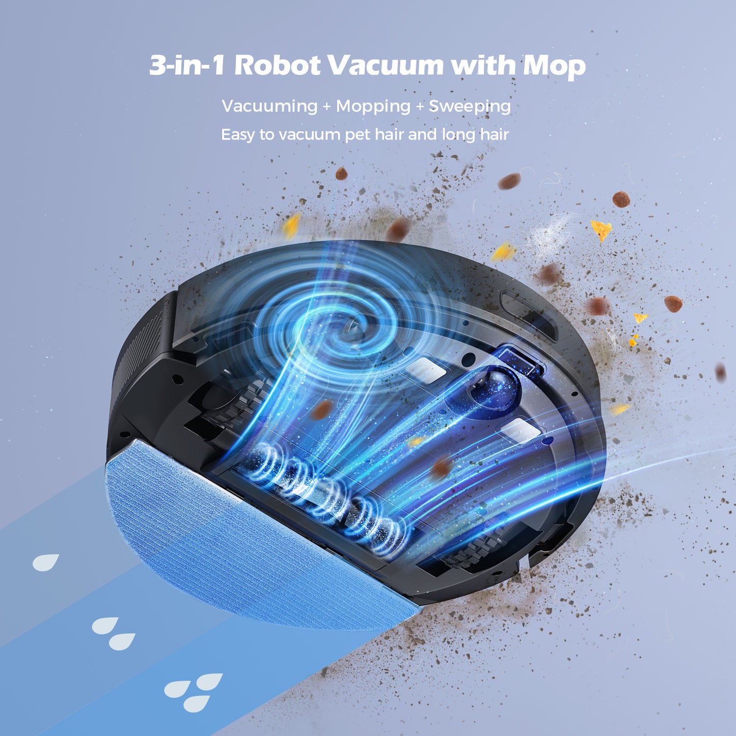 BPMIO B12 Robot Vacuum and Mop Combo 4500Pa Max Suction with LiDAR Navigation Smart Mapping, 145 Min Runtime Customized Cleaning Schedule, Works with Alexa/WiFi/App, Great for Pet Hair, Carpet, Hard Floor
