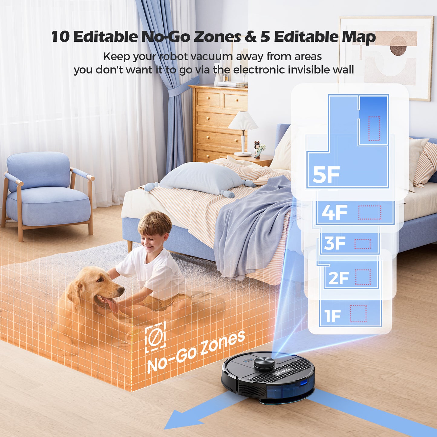 BPMIO B12 Robot Vacuum and Mop Combo 4500Pa Max Suction with LiDAR Navigation Smart Mapping, 145 Min Runtime Customized Cleaning Schedule, Works with Alexa/WiFi/App, Great for Pet Hair, Carpet, Hard Floor