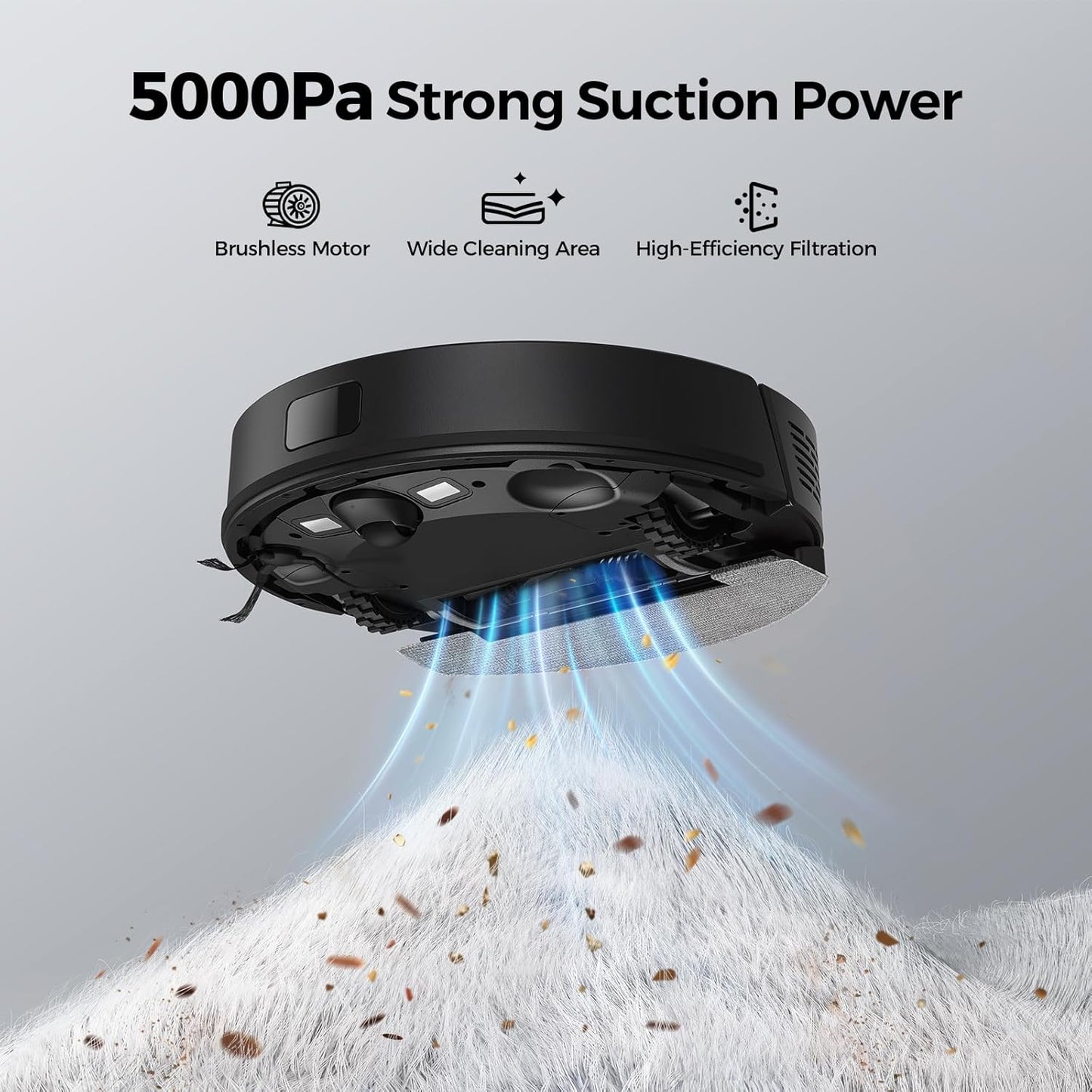 BPMIO B15 5000pa Robot Vacuum and Mop Combo,3 in 1 Robot Vacuum,LiDAR Navigation,5 Maps,30 No-go Zones, WiFi/App/Alexa,Auto-Charging,Robot Vacuum Cleaner for Pet Hair, Carpet, Hard Floor