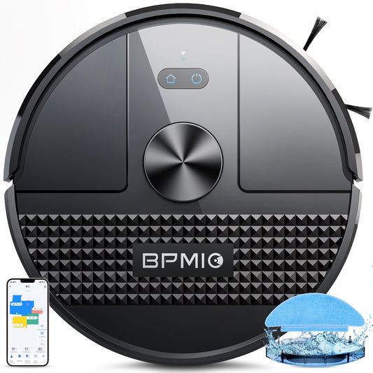 BPMIO B12 Robot Vacuum and Mop Combo 4500Pa Max Suction with LiDAR Navigation Smart Mapping, 145 Min Runtime Customized Cleaning Schedule, Works with Alexa/WiFi/App, Great for Pet Hair, Carpet, Hard Floor